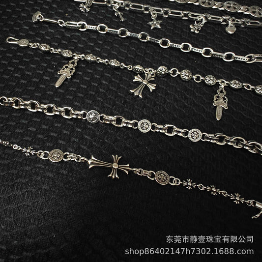SILVER CROSS — Punk Chain Bracelet