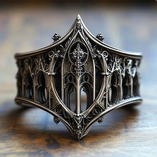 Castle-inspired Gothic Chrome Ring