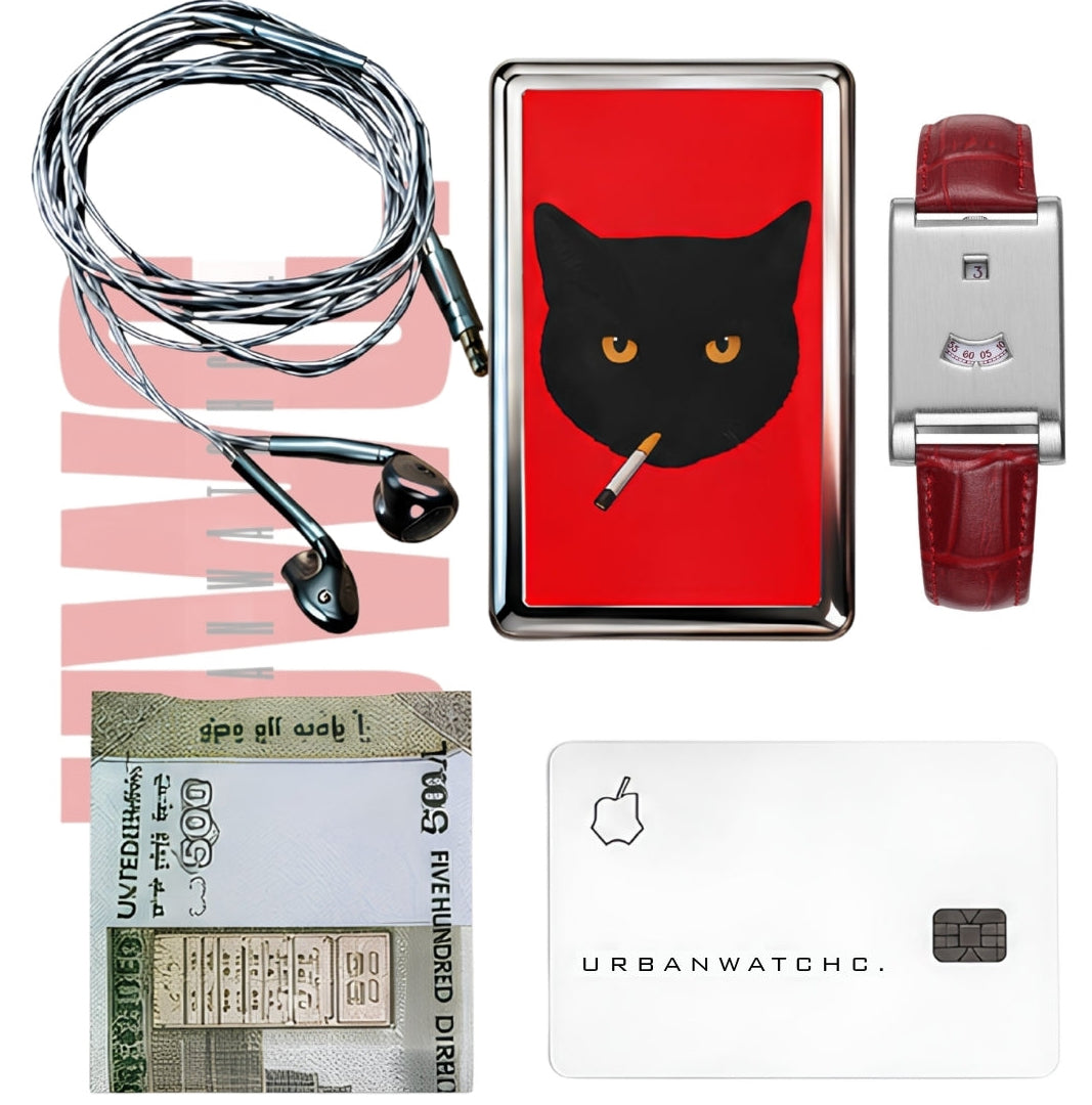 Vintage Stainless Steel Wallet Smoking Cat