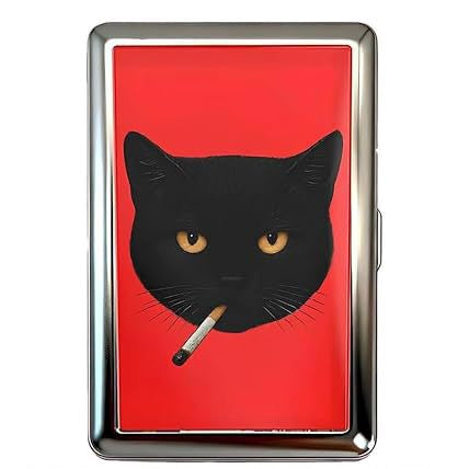 Vintage Stainless Steel Wallet Smoking Cat