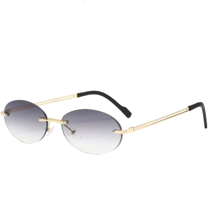 Frameless sunglasses ocean-themed oval lenses