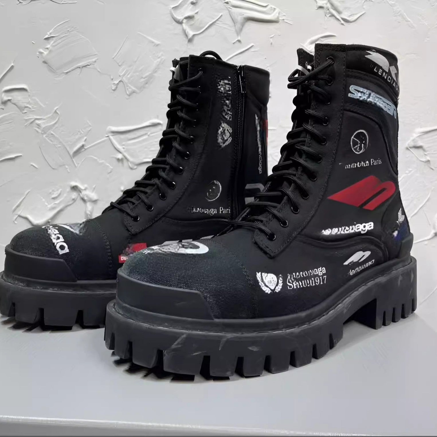 COMBAT STRIKE | Distressed Denim Zipper Work Boots UAE