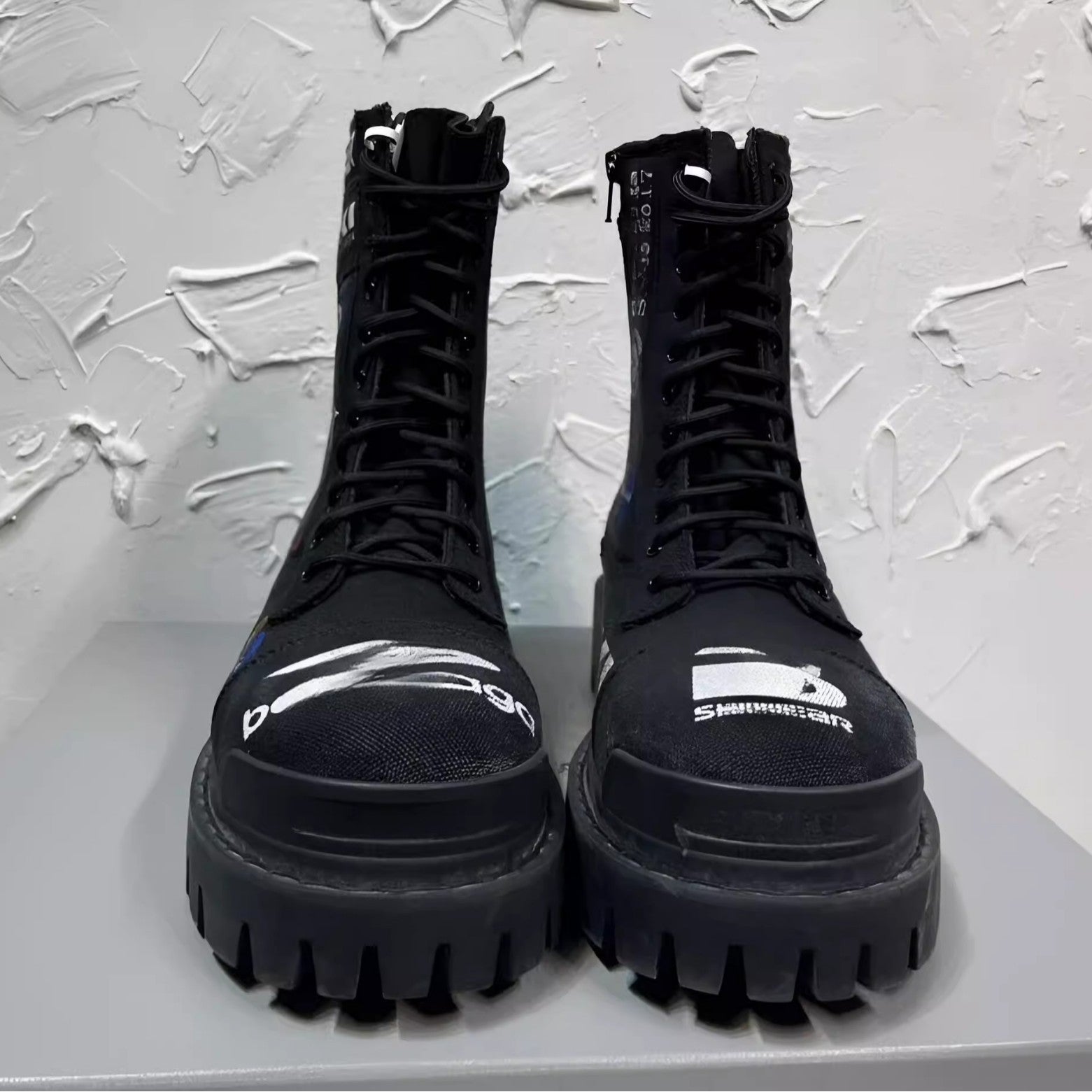 COMBAT STRIKE | Distressed Denim Zipper Work Boots UAE
