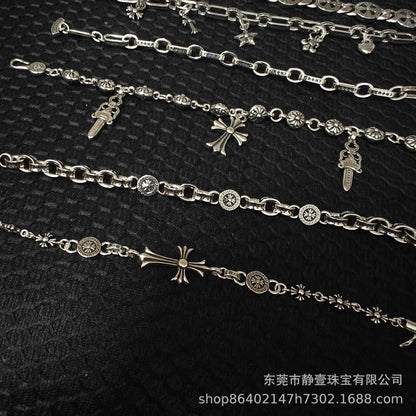 SILVER CROSS — Punk Chain Bracelet