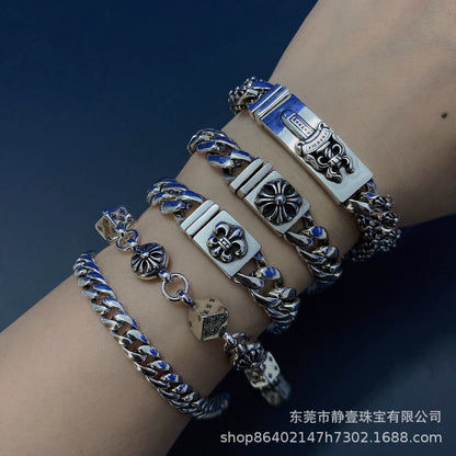 SILVER CROSS — Punk Chain Bracelet