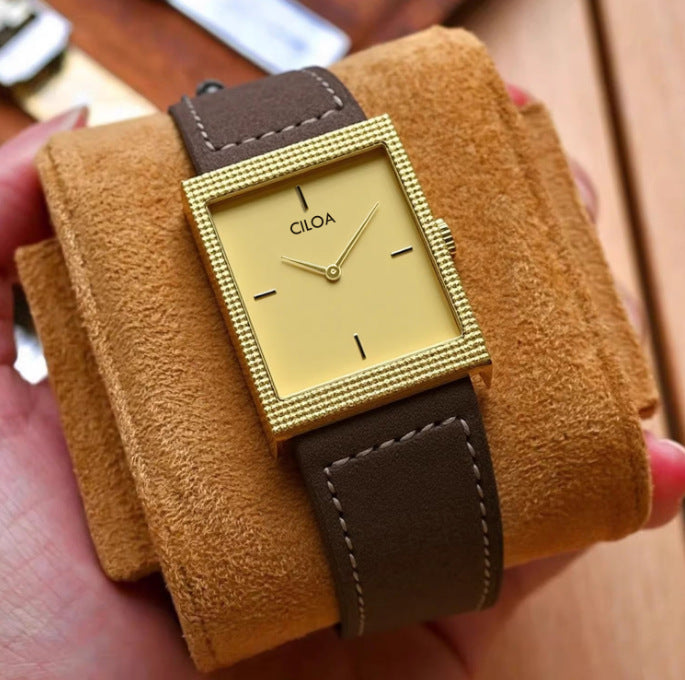 CILOA VINTAGE | Square Genuine Leather Watch UAE
