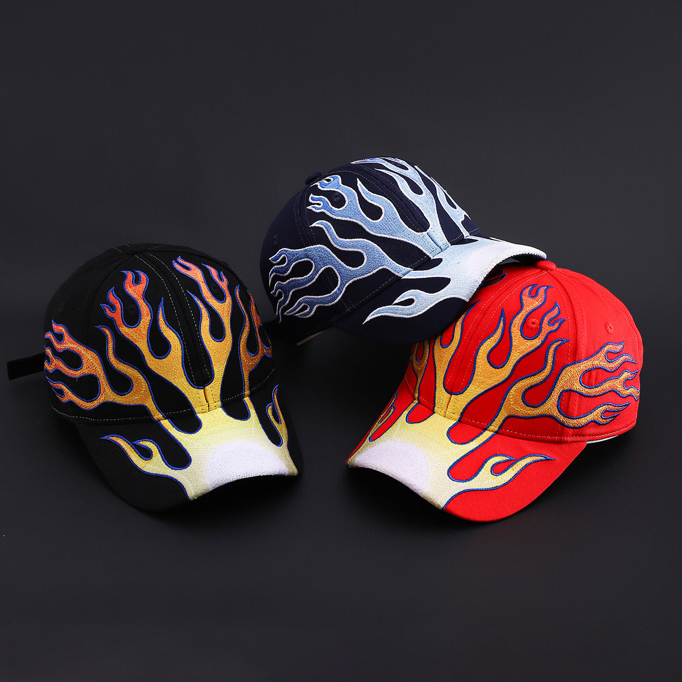 PATCHWORK CAP | Heavy Embroidery Flame Baseball Cap UAE