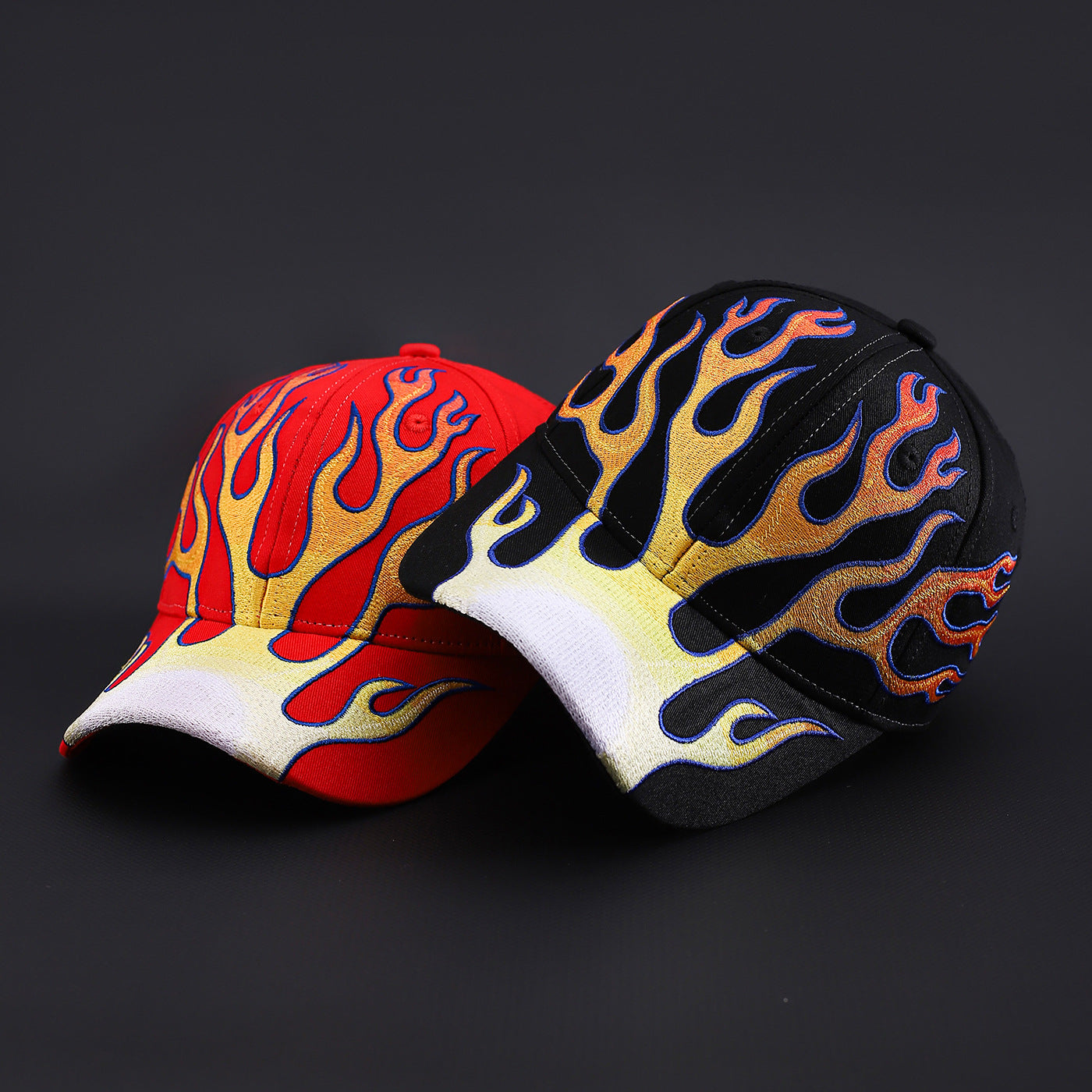 PATCHWORK CAP | Heavy Embroidery Flame Baseball Cap UAE