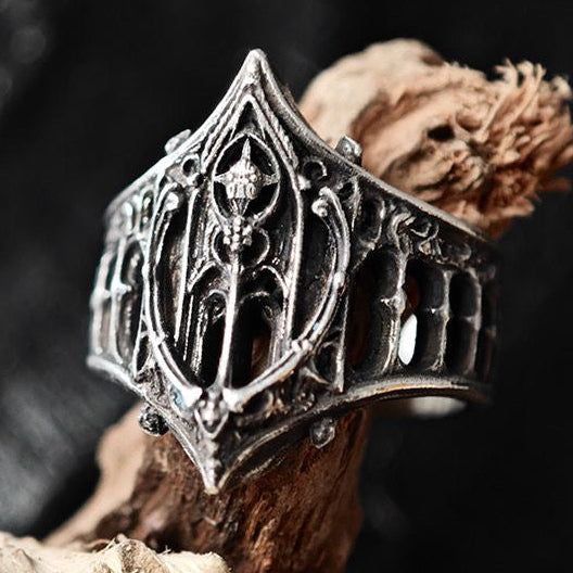 Castle-inspired Gothic Chrome Ring