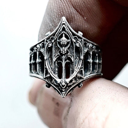 Castle-inspired Gothic Chrome Ring