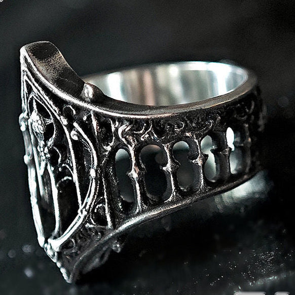 Castle-inspired Gothic Chrome Ring