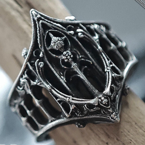 Castle-inspired Gothic Chrome Ring