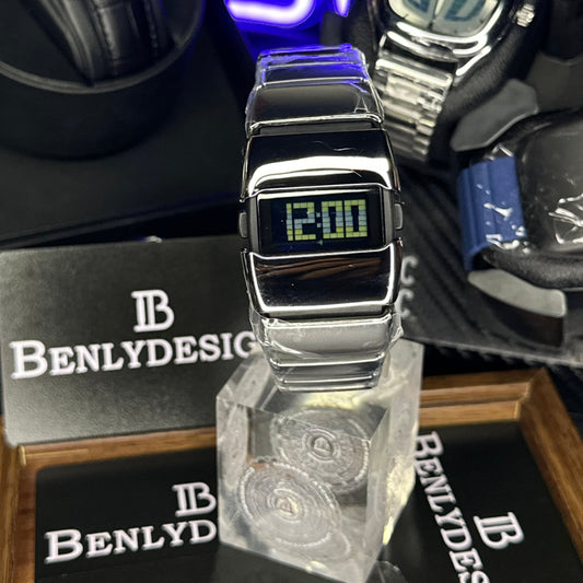 D-LINE X6000 | Silver Refined Stainless steel Digital Wristwatch