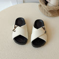 CROSS STRAP SLIDE | Designer Silver Hardware Sandals UAE