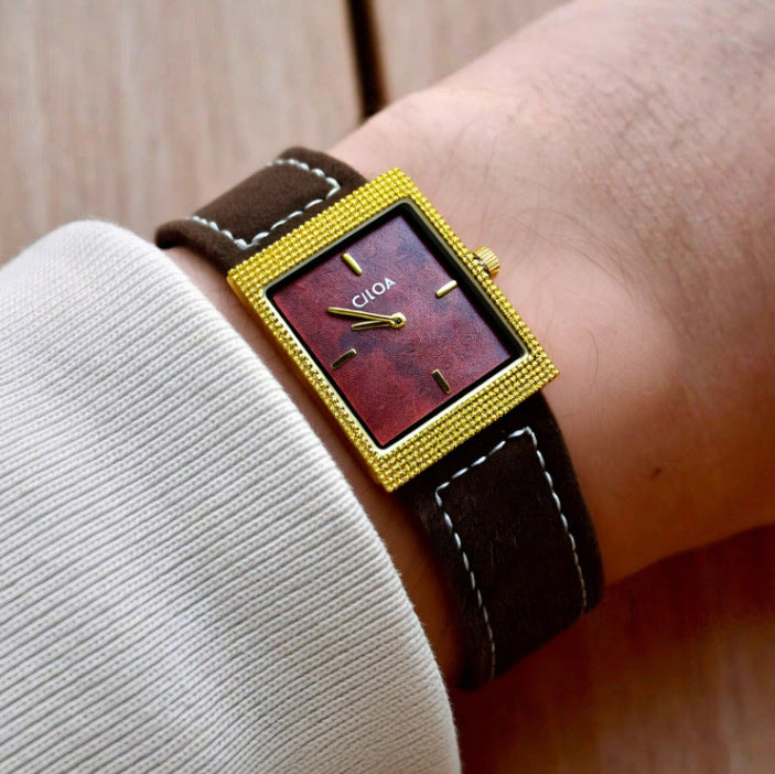 CILOA VINTAGE | Square Genuine Leather Watch UAE