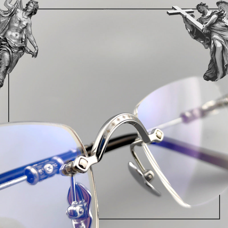 Titanium Rimless Glasses Frame Gothic