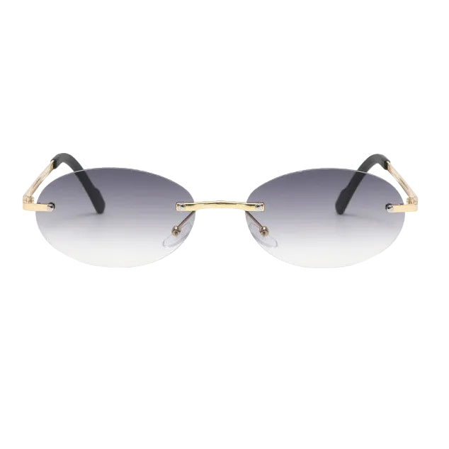 Frameless sunglasses ocean-themed oval lenses