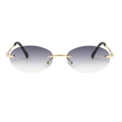 Frameless sunglasses ocean-themed oval lenses