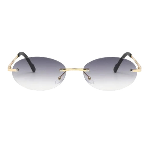 Frameless sunglasses ocean-themed oval lenses